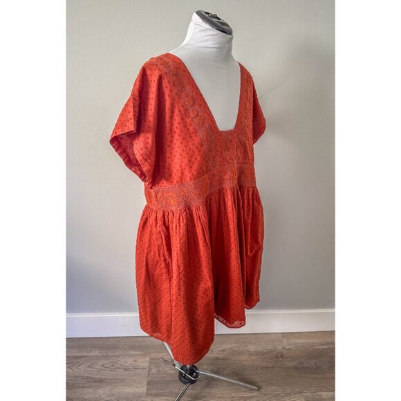Shyanne Embroidered Boho Babydoll Summer Dress in Rust - Picture 6 of 12